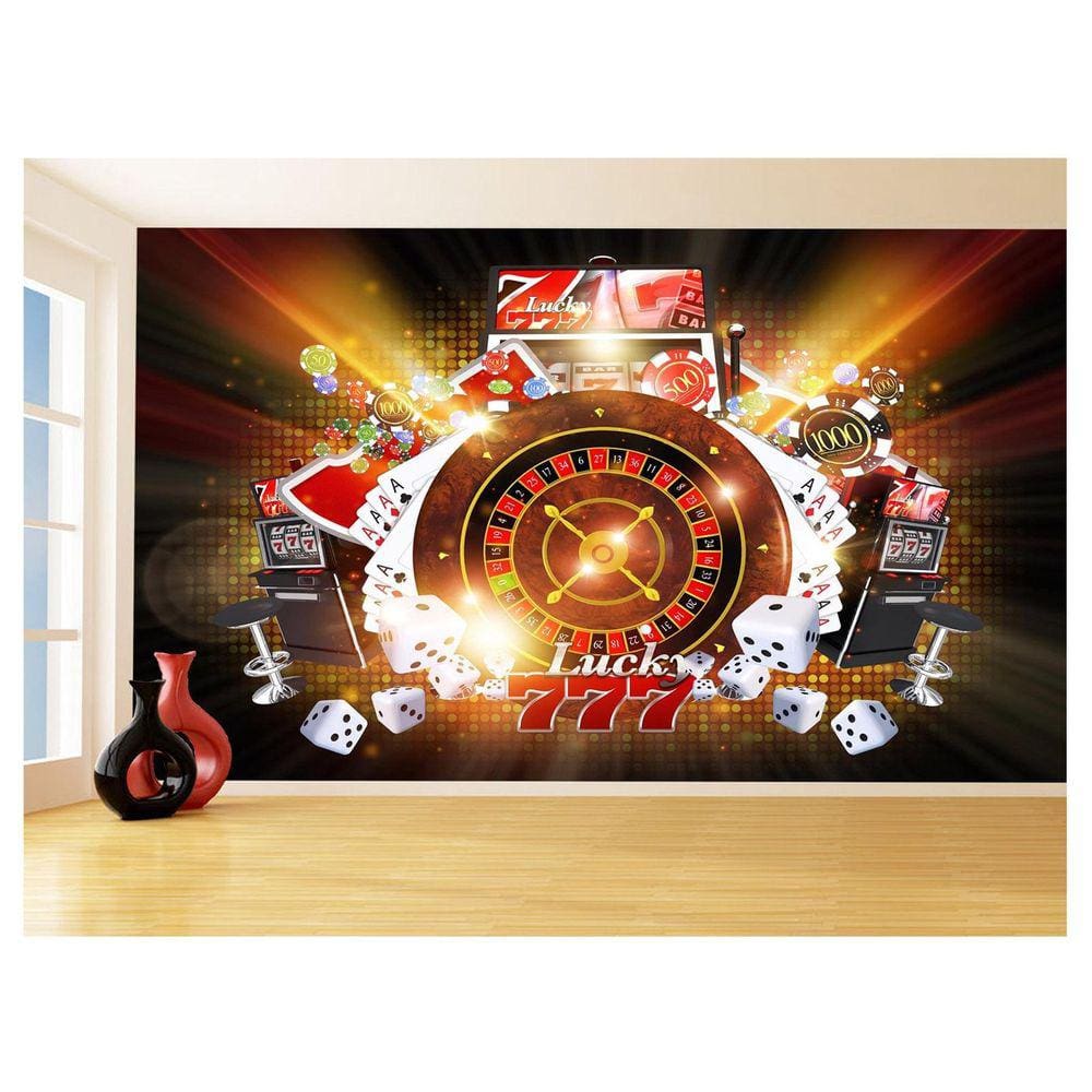 Papel De Parede Salão De Jogos Cassino Fichas 3,5M Jcs131