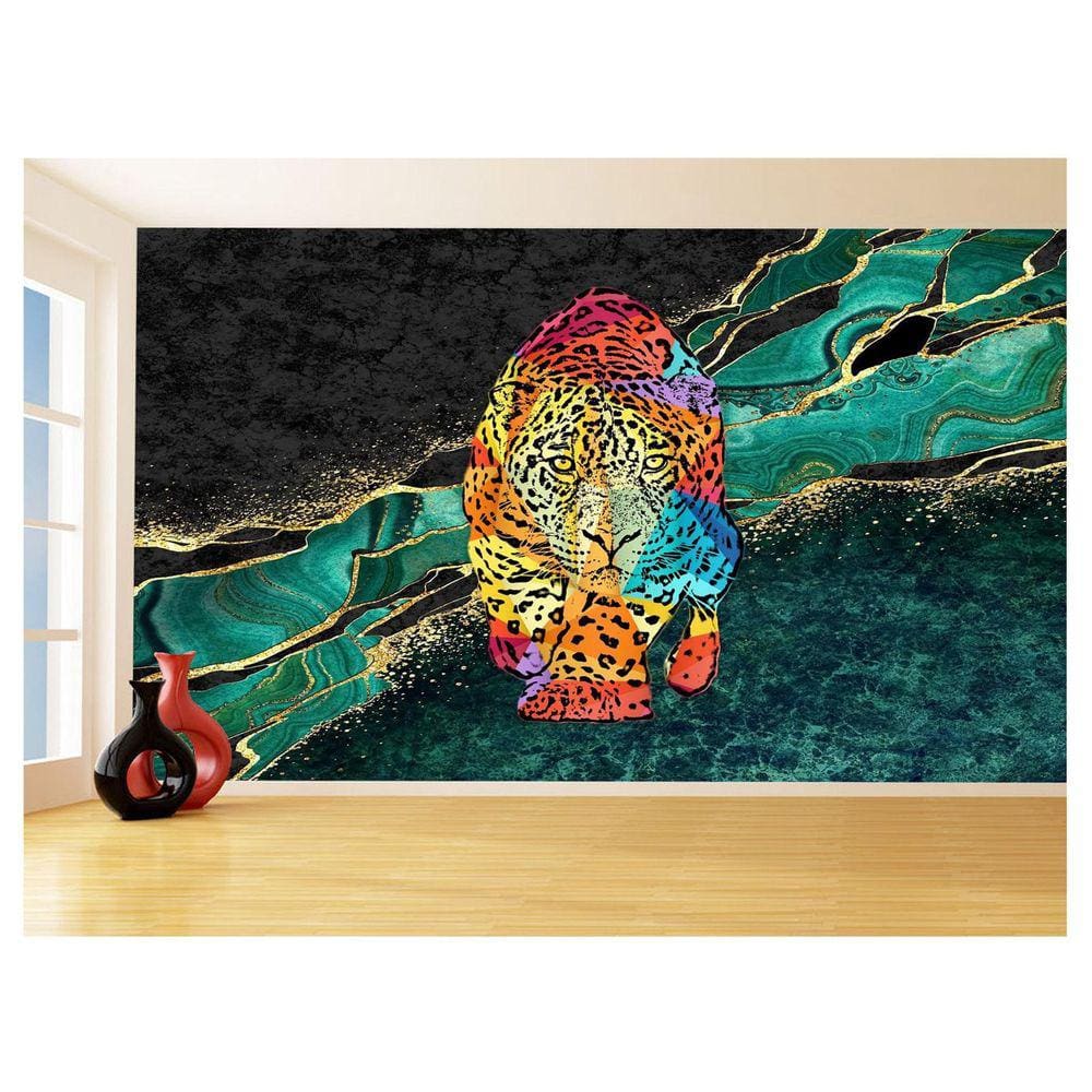 Papel De Parede 3D Animais Pop Art Onça Pintada 3,5M Pxa73