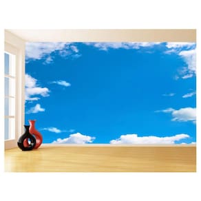 Papel De Parede 3D Paisagem Céu Azul Nuvens 3,5M Nsk110