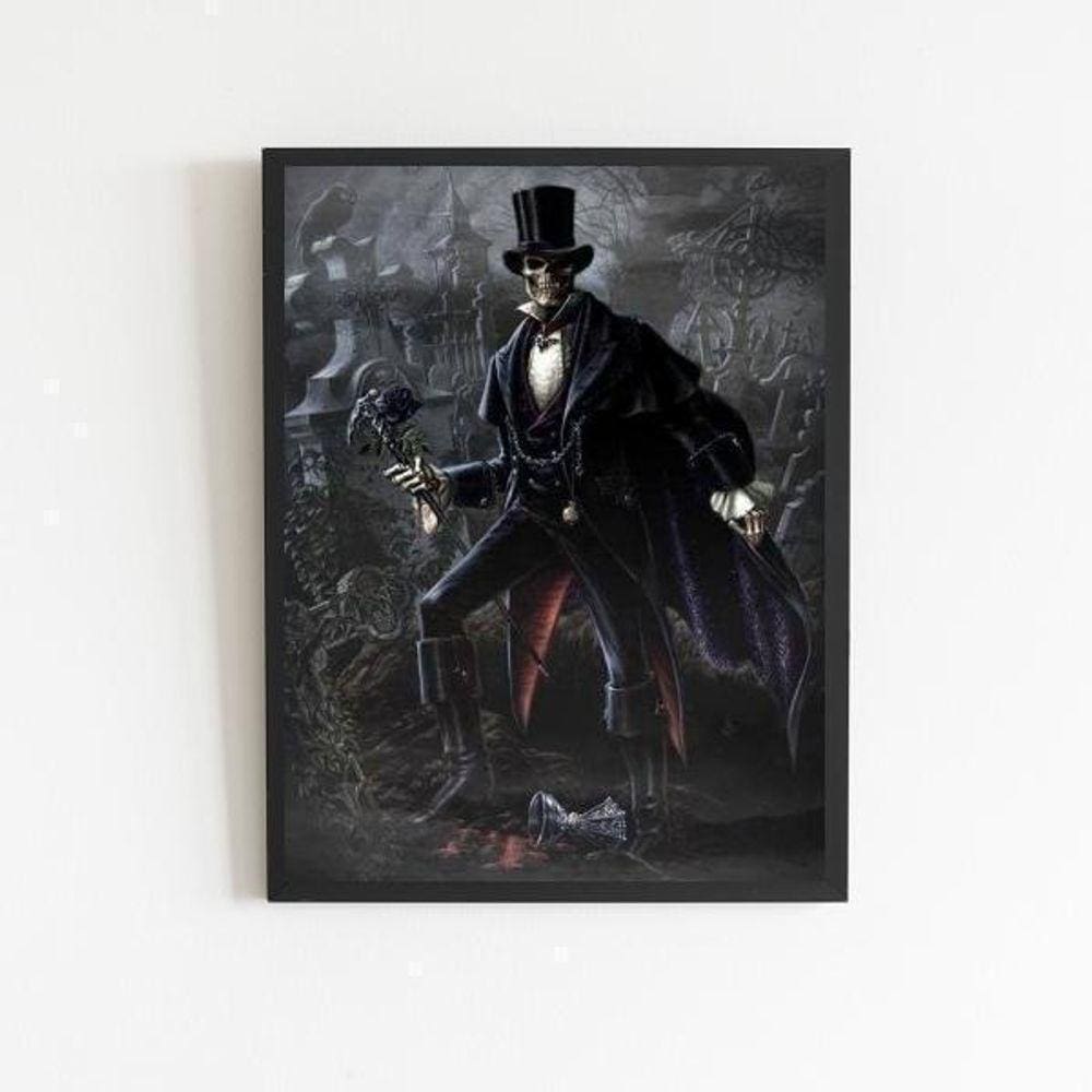 Quadro Umbanda Exú Caveira 24X18Cm Preta