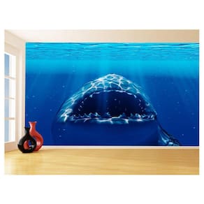Papel De Parede 3D Fundo Do Mar Tubarão Branco 3,5M Fm116
