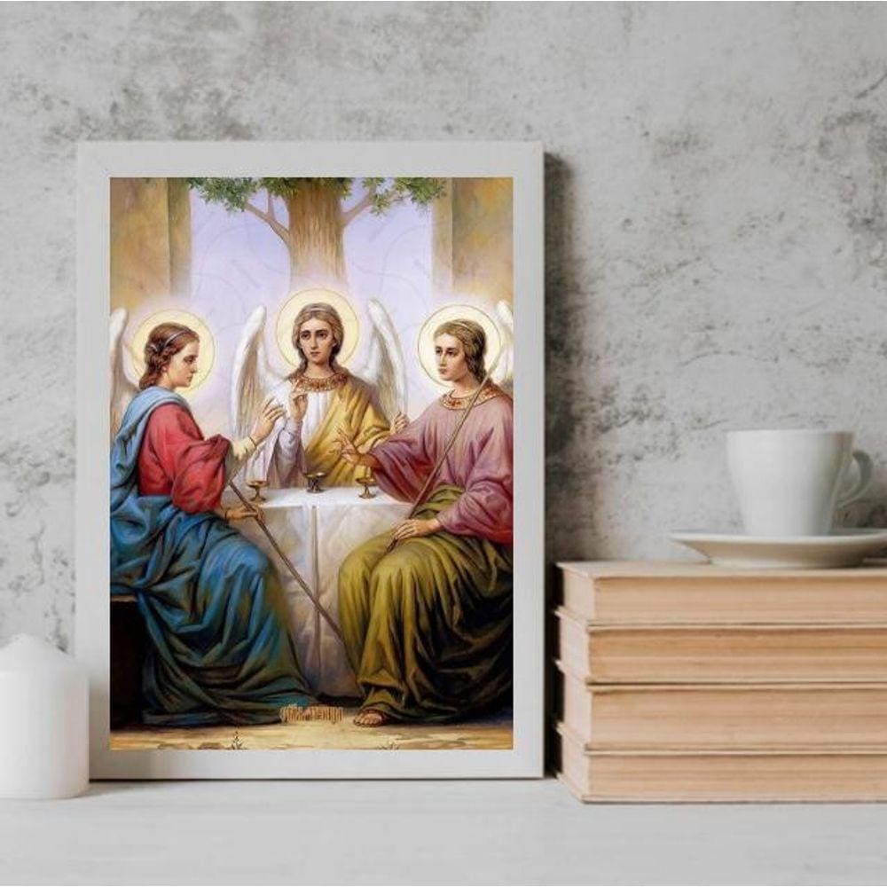 Quadro Decorativo Santos Arcanjos 24x18cm - Madeira Preta