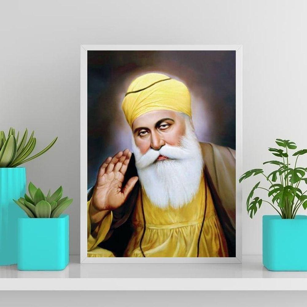 Quadro Decorativo Guru Nanak 24X18Cm Preta