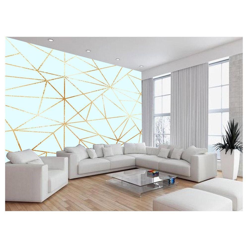 Papel De Parede 3D Geométrico Azil Claro Riscos 3,5M Gmt07