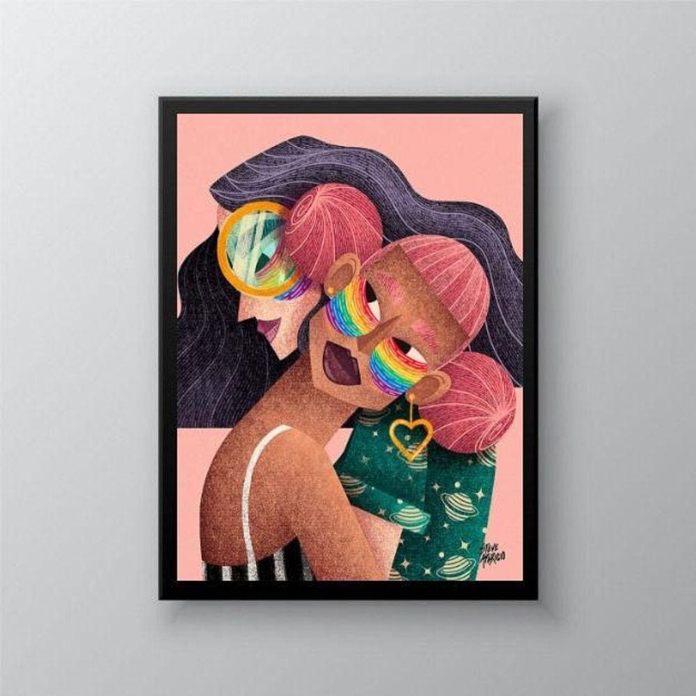 Quadro Decorativo Lgbt Lesbicas 24X18Cm