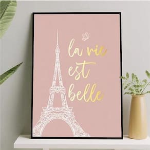 Quadro Torre Eiffel La Vie Est Belle 24X18Cm Preta