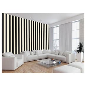 Papel De Parede 3D Sala Cozinha Listras Preto 3,5M Lst54