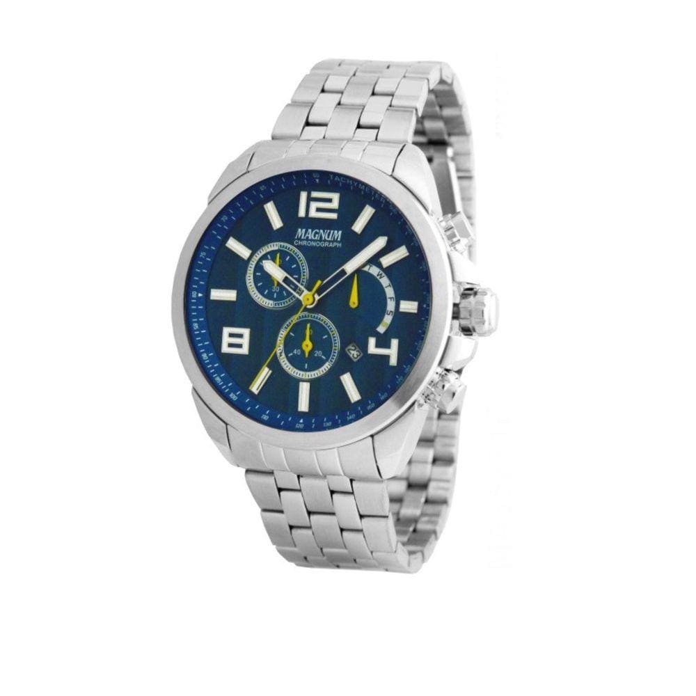 Relógio Magnum Masculino Cronógrafo Ma35271F Prata Fundo