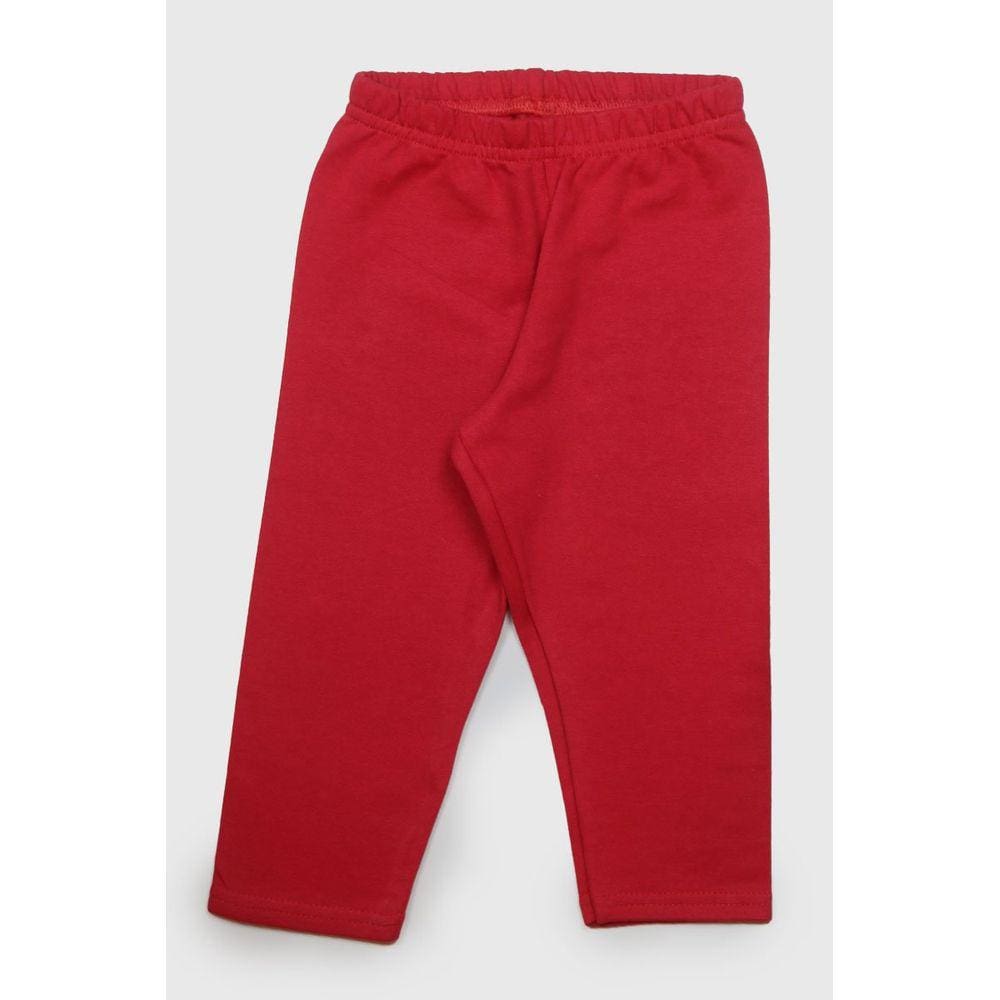 Calça Moletom Flanelado Vermelho Infantil Frio Elian Menina