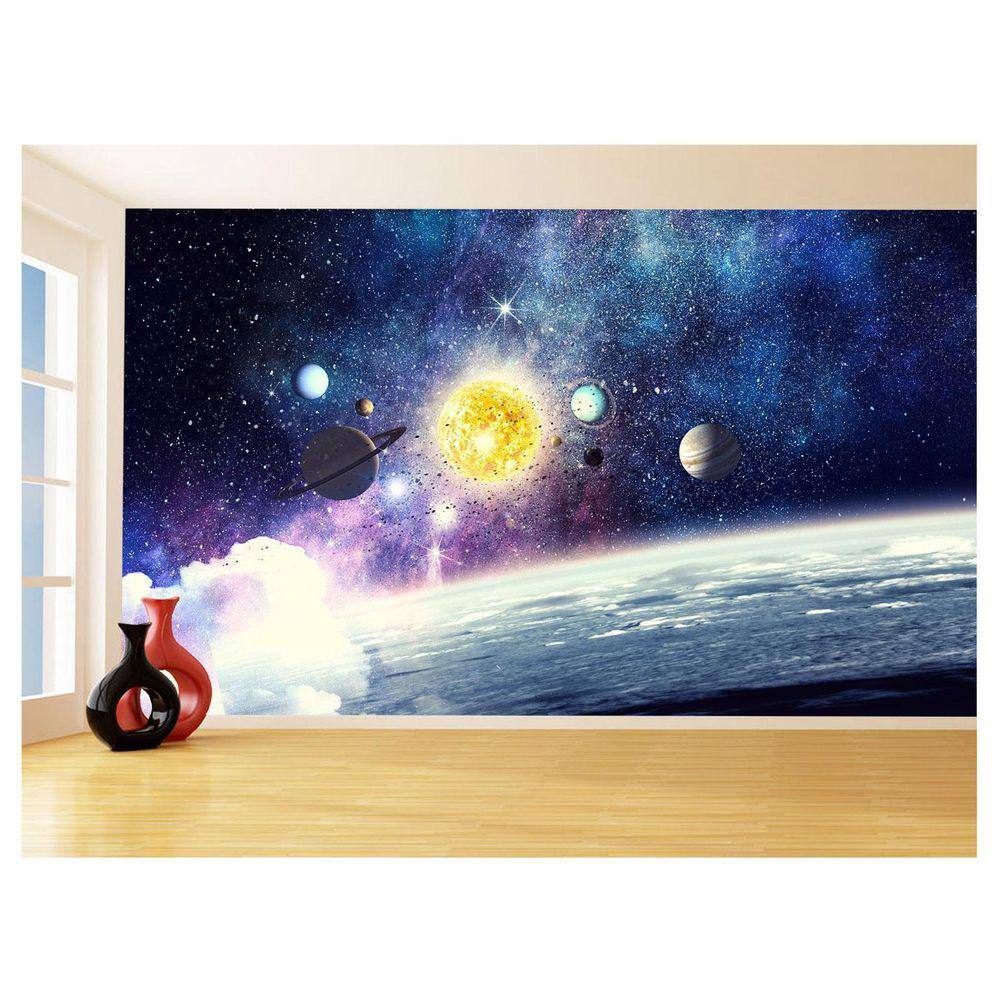 Papel De Parede 3D Espaço Estrelas Planetas 3,5M Nsp182
