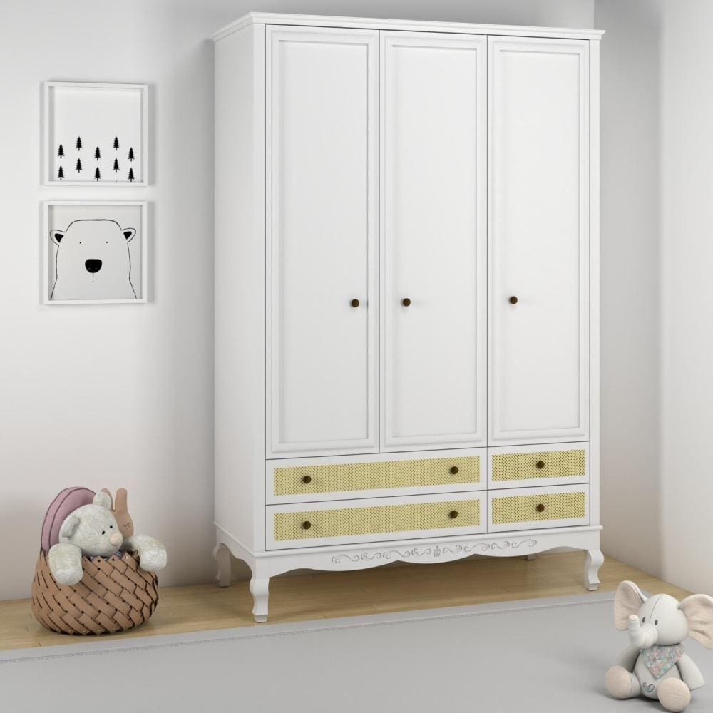 Guarda Roupa Infantil 3 Portas Versailles Plus Branco