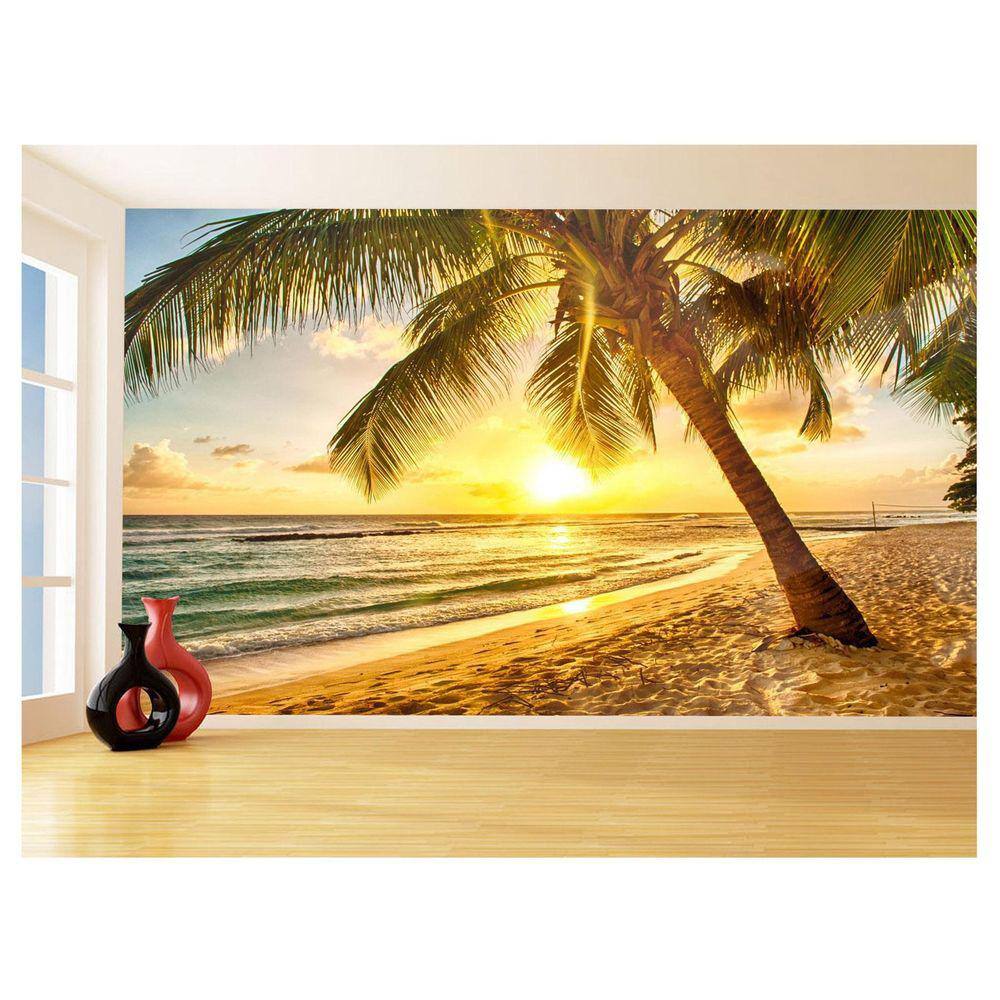 Papel De Parede 3D Paisagem Por Do Sol Mar Praia 3,5M Pds39