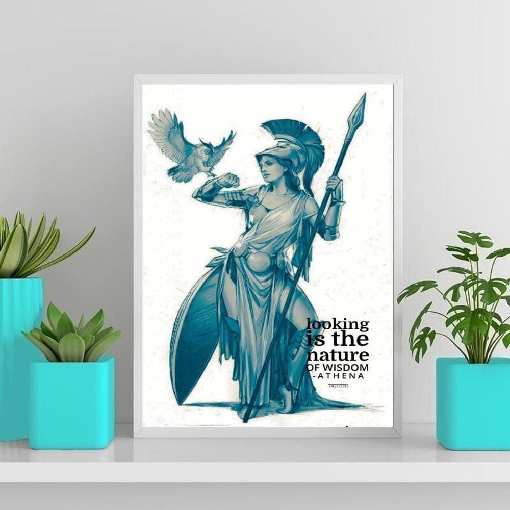 Quadro Deusa Grega Athena 24X18Cm Branca