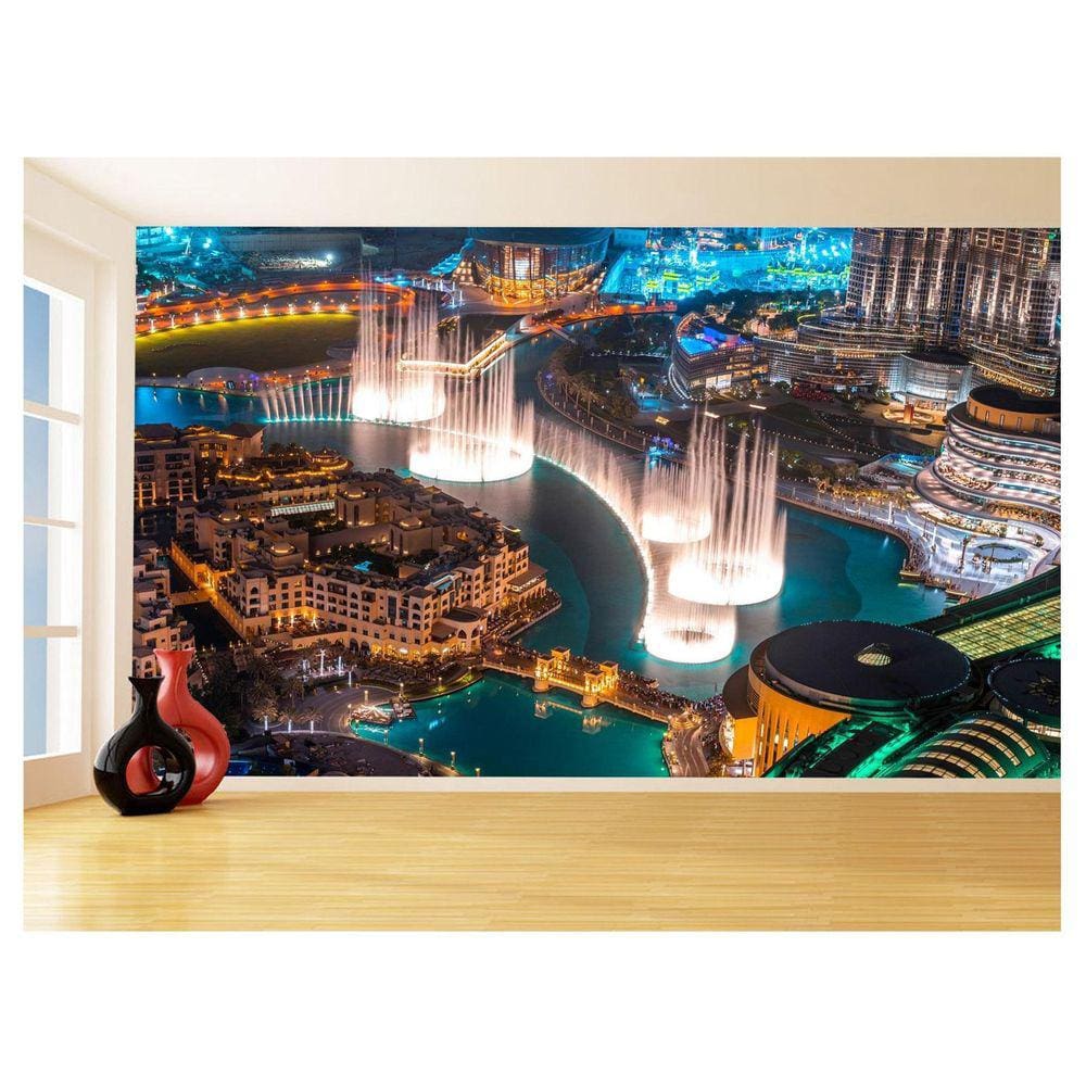 Papel De Parede 3D Cidade Dubai Paisagem Fontes 3,5M Ncd260