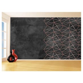 Papel De Parede 3D Concreto Linhas Dourado Rose 3,5M Kkt256