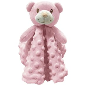 Naninha Urso Rosa Laço Bebê 30cm - Macia e Fofinha