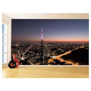 Papel De Parede 3D Cidade Prédios Noite Luzes 3,5M Ncd362