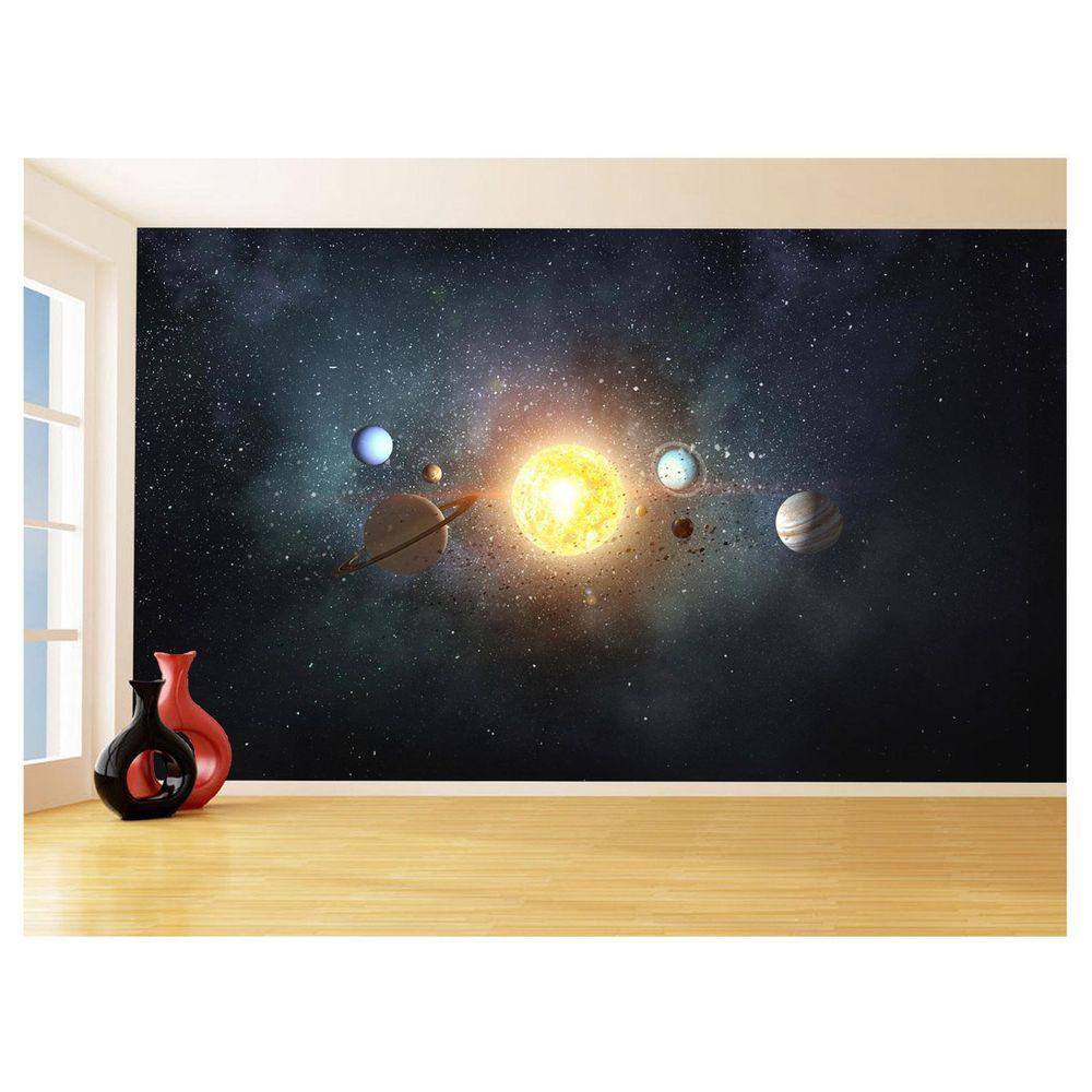 Papel De Parede 3D Espaço Estrelas Planetas 3,5M Nsp181