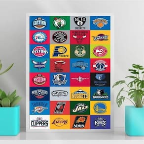 Quadro Decorativo Basquete Logo Times 24x18cm - Vidro Branca