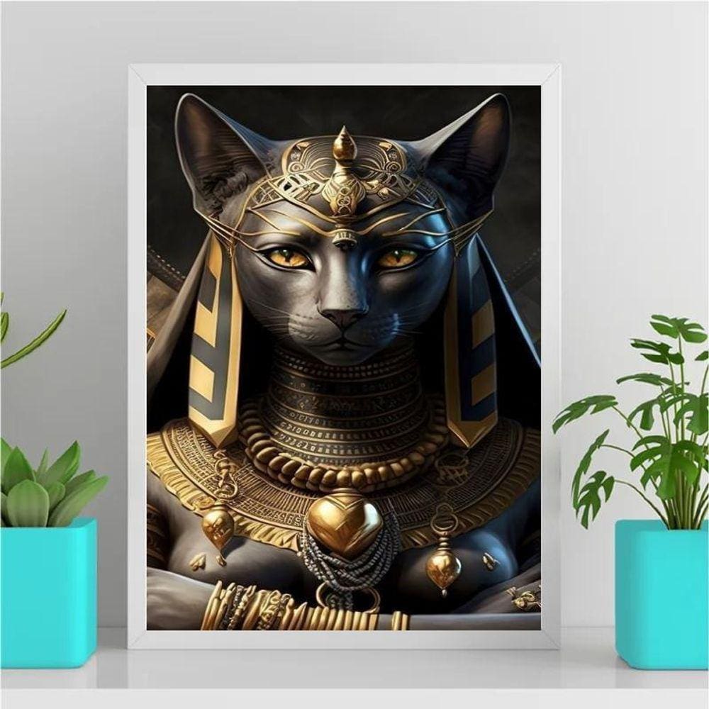 Quadro Decorativo Egípicio Anubis 24x18cm - Vidro Branca