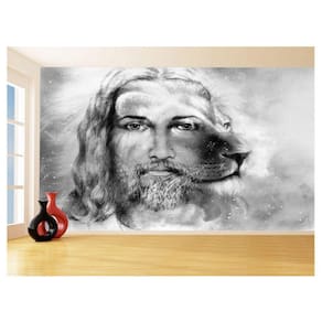 Papel De Parede 3D Religioso Jesus Leão De Judá 3,5M Rl85