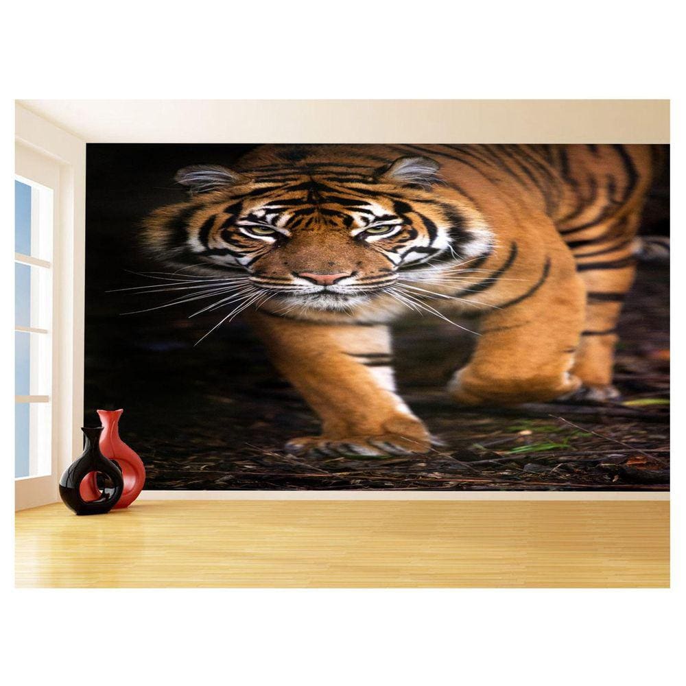 Papel De Parede Animais Tigre Campo Sol Andar 3,5M Anm564