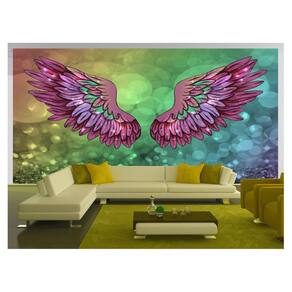 Papel De Parede 3D Arte Asas Selfie Insta Cores 3,5M Tra279