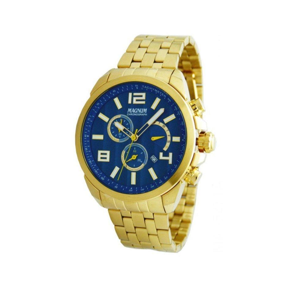Relógio Magnum Masculino Cronógrafo Ma35271A Dourado Fundo