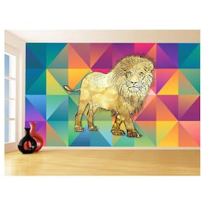 Papel De Parede Animais Pop Art Leão Rei Selva 3,5M Pxa46