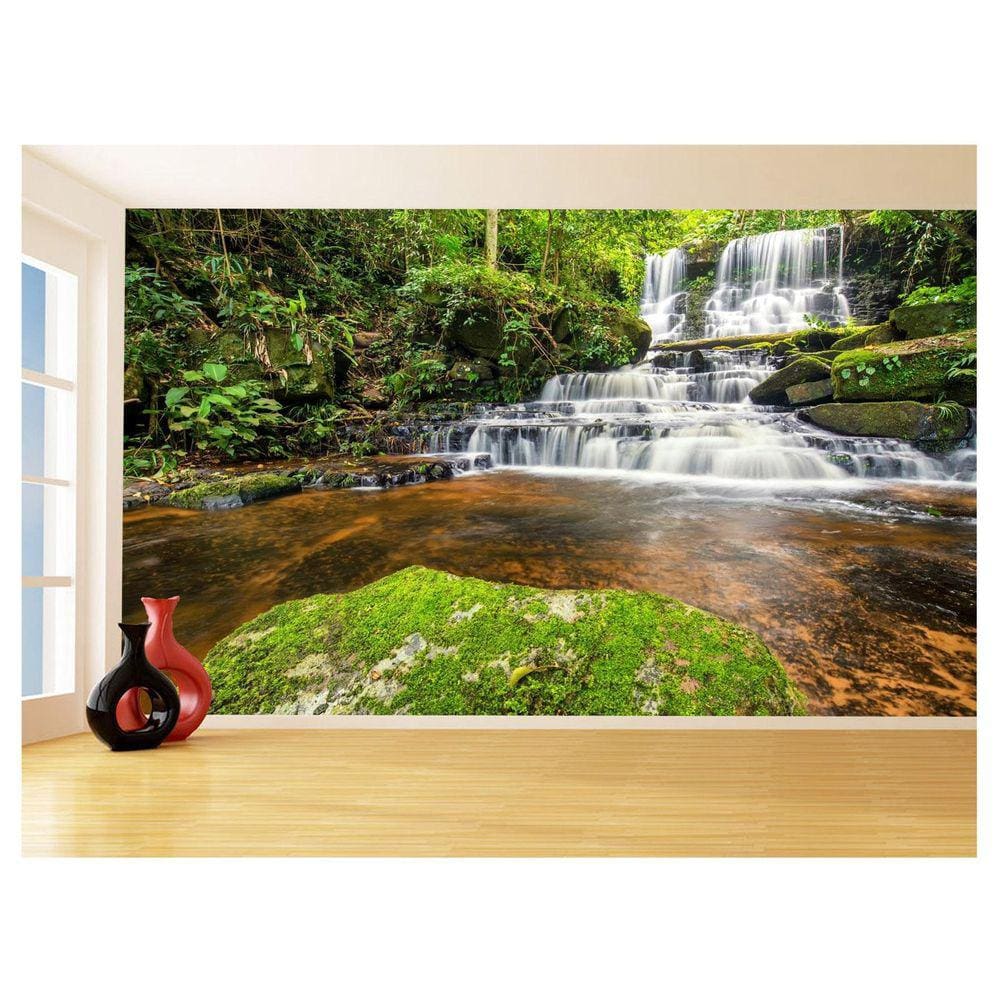 Papel De Parede 3D Paisagem Cachoeira Florestas 3,5M Nch245