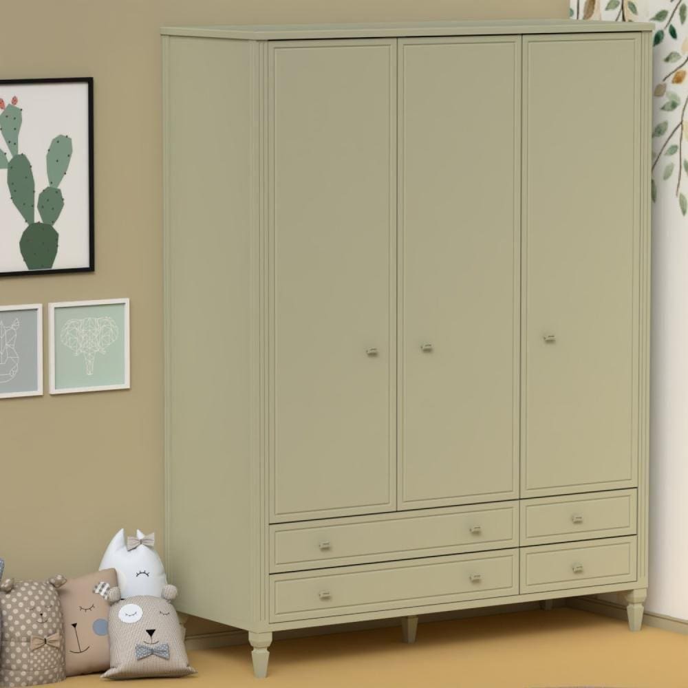 Guarda Roupa Infantil 3 Portas 4 Gavetas Tudor Timber Verde