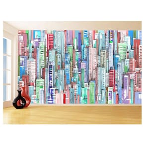 Papel De Parede Cidade Arte Prédios Coloridos 3,5M Ncd375