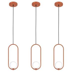 Kit 3 Luminária Lustre Pendente Teto Arco Globo Lavabo Cobre