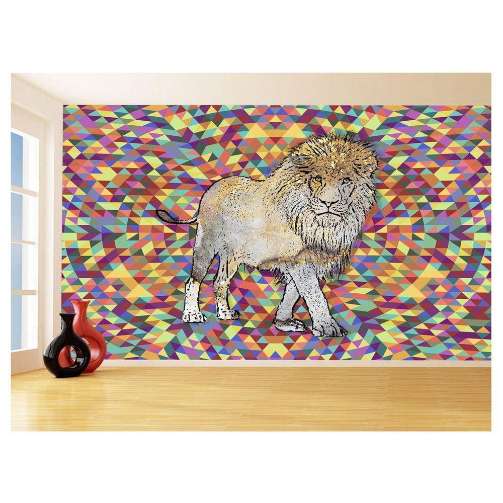 Papel De Parede Animais Pop Art Leão Rei Selva 3,5M Pxa26
