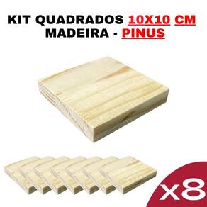 Kit 10 Formas Quadradas de Madeira Pinus 10x10x15mm