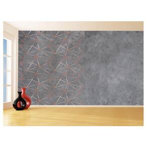 Papel De Parede 3D Concreto Linhas Dourado Rose 3,5M Kkt187