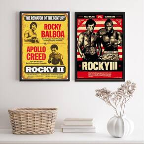 Kit 2 Quadros Rocky Balboa Posters Luta 33x24cm - com Vidro
