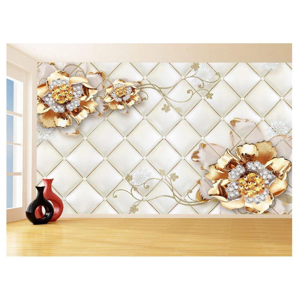 Papel De Parede 3D Floral Textura Sala Flores 3,5M Xfl304