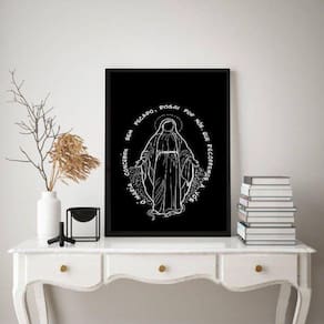 Quadro N. Sra. Graças Minimalista 33x24cm - Vidro Branco