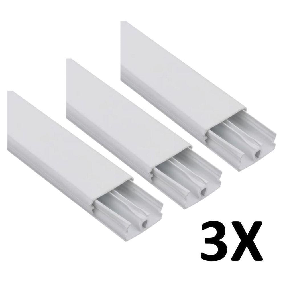 Kit 3 Canaleta 2 Divisórias Cabos Fios Fita Dupla Face 2Mt