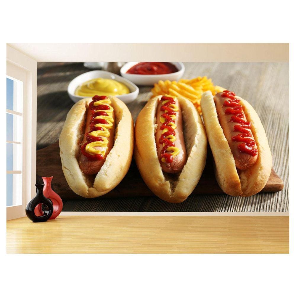 Papel De Parede Alimento Dogão Cachorro Quente 3,5M Al467