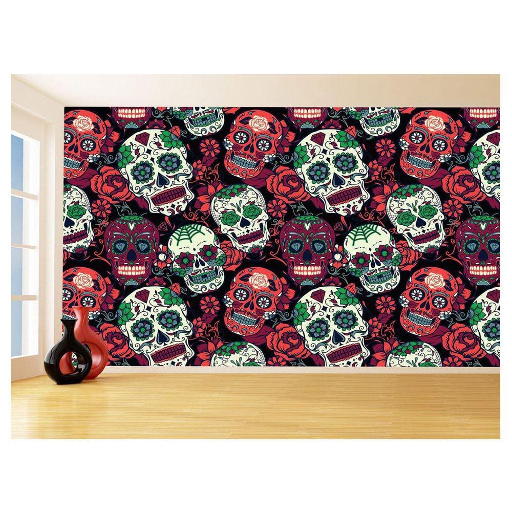 Papel De Parede 3D Textura Caveiras Mexicanas 3,5M Txt203