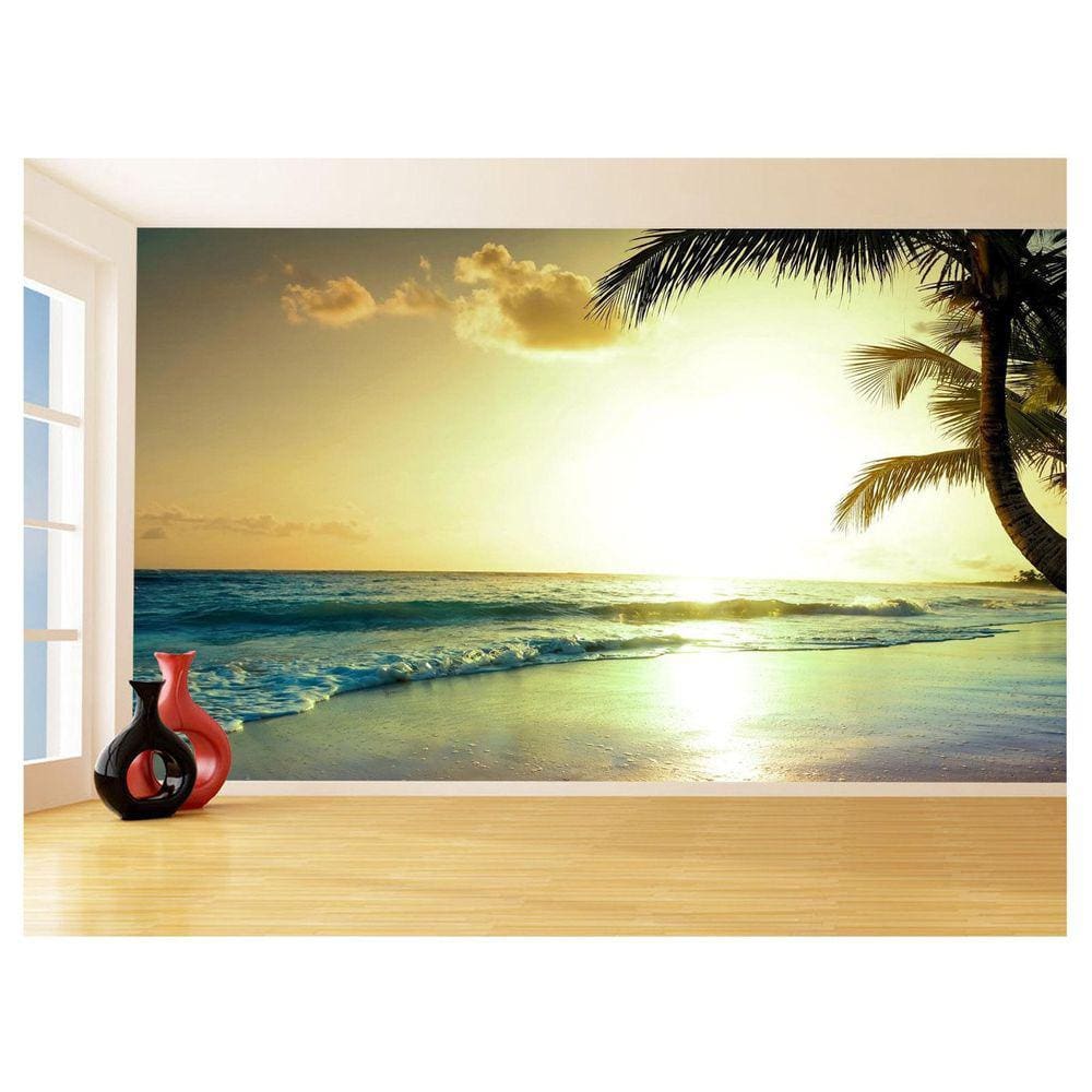Papel De Parede 3D Paisagem Por Do Sol Mar Praia 3,5M Pds48