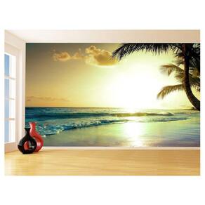 Papel De Parede 3D Paisagem Por Do Sol Mar Praia 3,5M Pds48