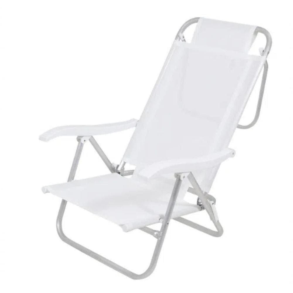 Cadeira Sunny Aluminio Sannet 6 Posicoes Branca Bel