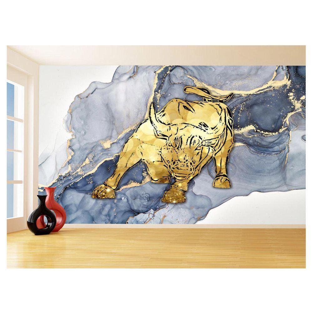 Papel De Parede 3D Animais Pop Art Touro Bull 3,5M Pxa170