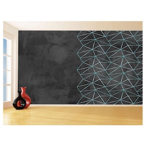 Papel De Parede Concreto Linhas Azul Turquesa 3,5M Kkt320