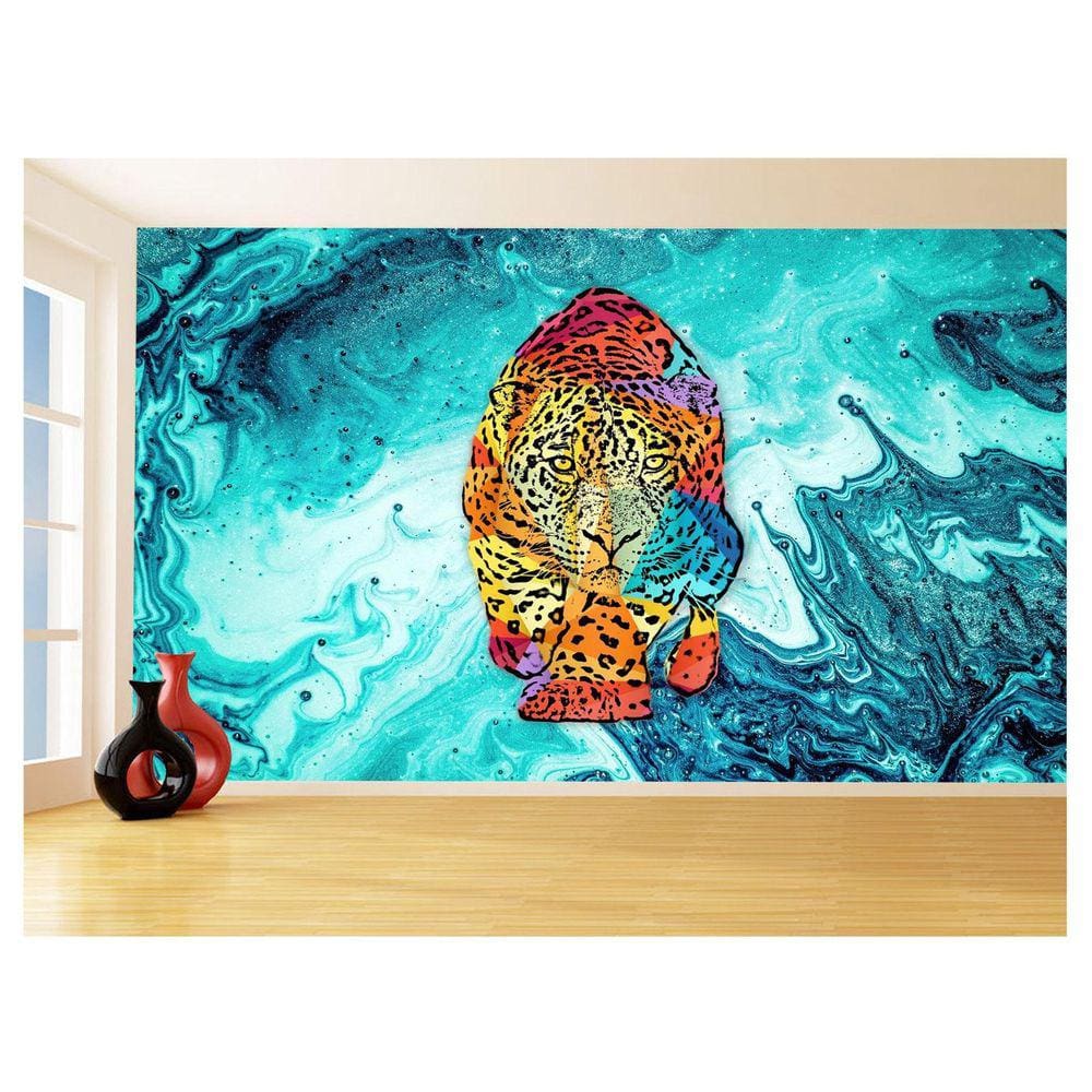 Papel De Parede 3D Animais Pop Art Onça Pintada 3,5M Pxa70