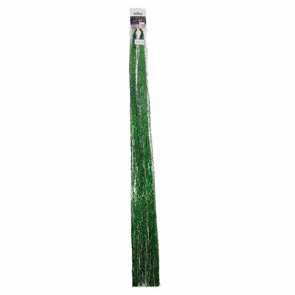 Aplique Para Cabelos Gliter 24 Colorido 1 Par Laser Verde