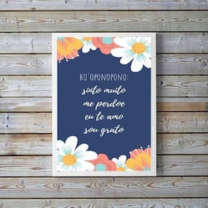 Quadro Ho`oponopono Borboletas Azuis 45x34cm - Vidro